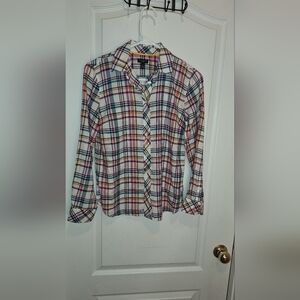 NWOT/ TALBOTS/ SIZE P / MULTICOLOR CLASSIC PLAID PETITE BLOUSE/
